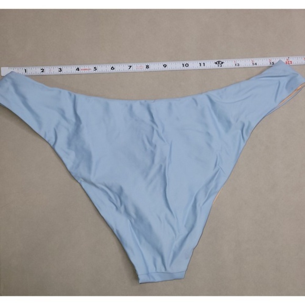 New J.Crew Curved-Waist Cheeky Bikini Bottom Womens L Light Blue Swim BC125 - Picture 5 of 6
